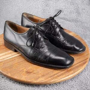 Bruno Magli 'Branson' Black Italian Leather Oxford Mens 10.5 US Handmade Shoe